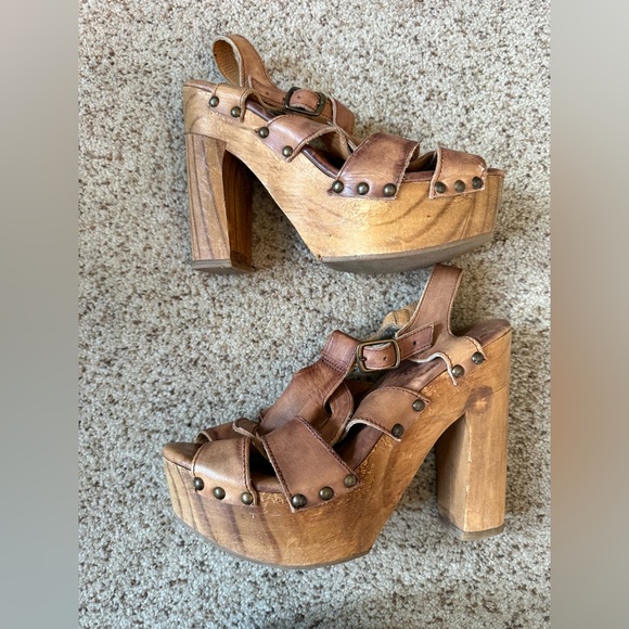 Bed Stu Melissa Brown Leather Sandals Size 10 Boho Summer Wooden - Picture 3 of 7